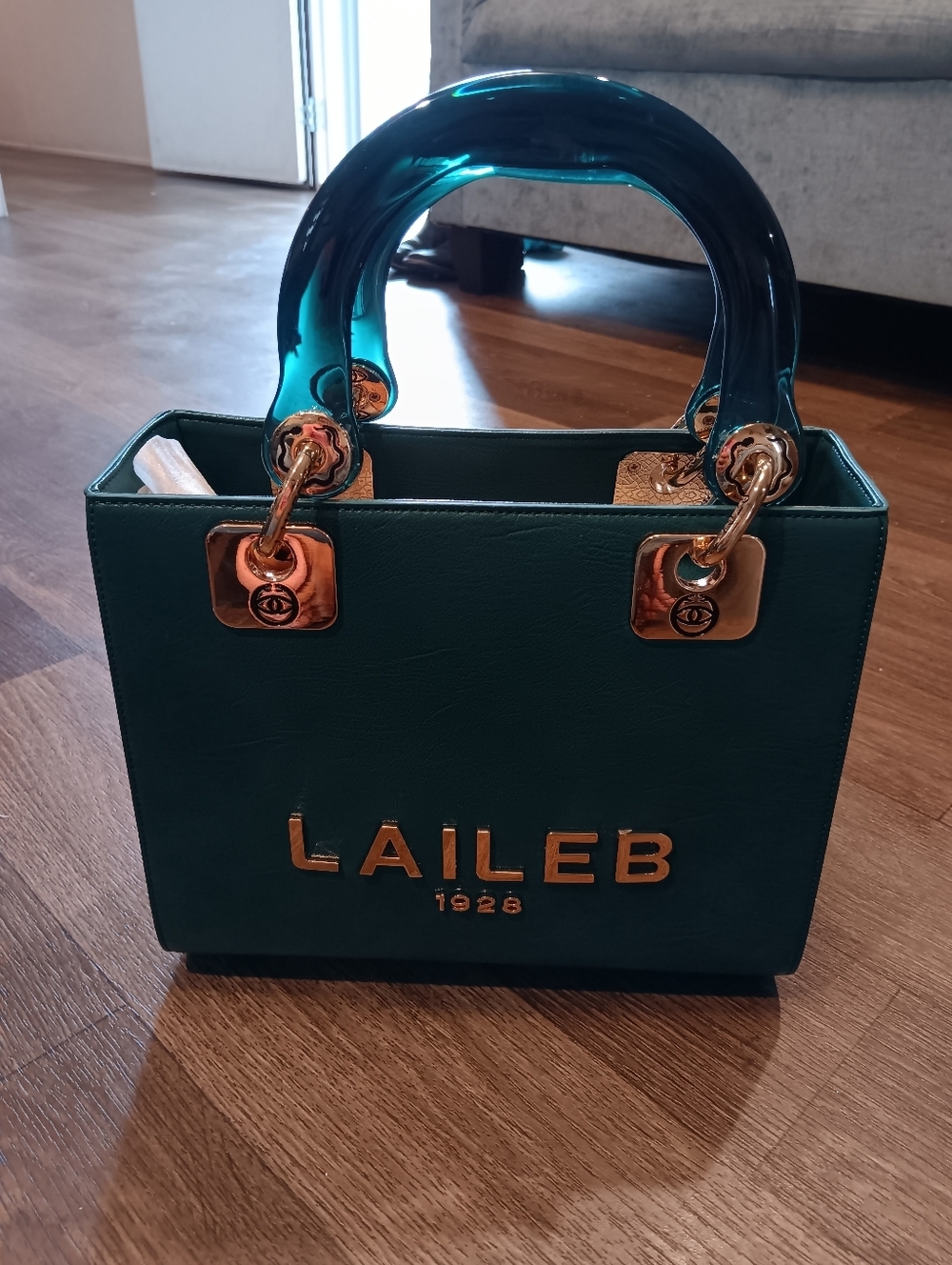 Laileb Teal Women’s Satchel with Glossy Teal Handles
